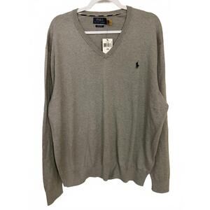 Polo Ralph Lauren Pima Cotton V-Neck Sweater 2XB Gray